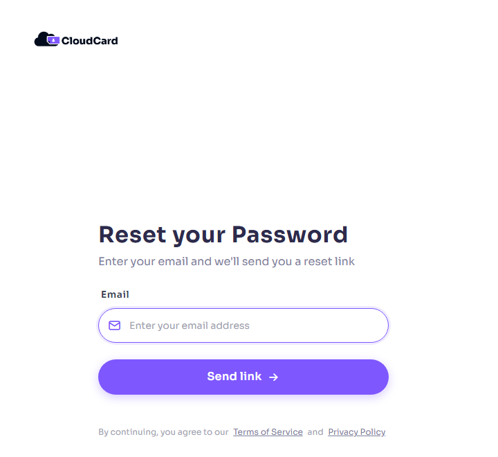 The Reset your Password page