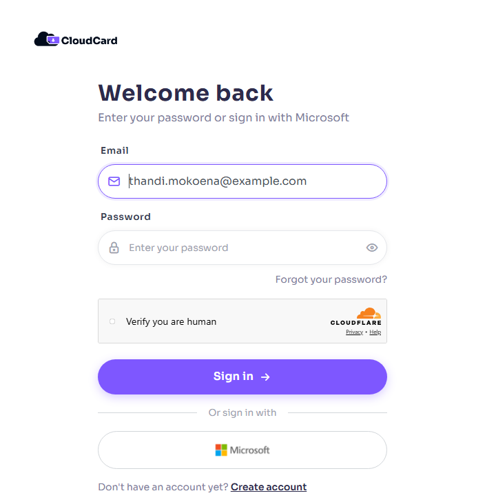 The Microsoft button under "Or sign in with"