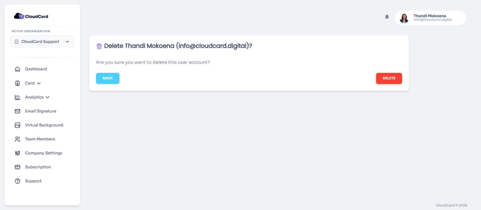 The delete confirmation page