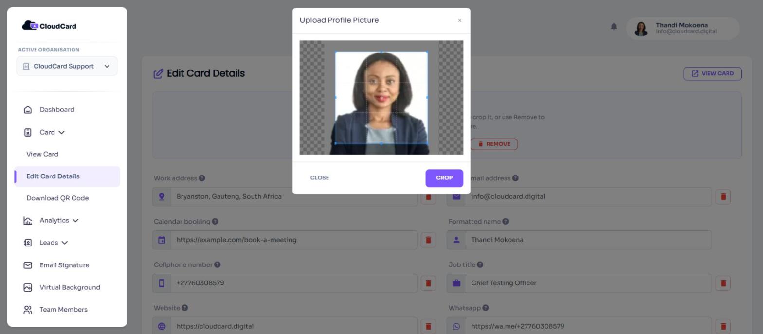 Cropping a profile picture