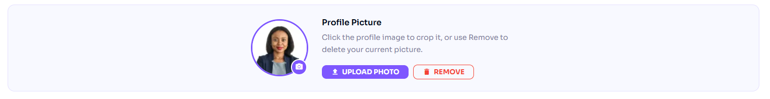 The Profile Picture panel on the Edit Card Details page